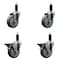 Service Caster 4'' Gray Poly Wheel Swivel 1-1/8'' Expanding Stem Caster Set 2 Brakes, 4PK SCC-EX20S414-PPUB-2-PLB-2-118 - alternate 1